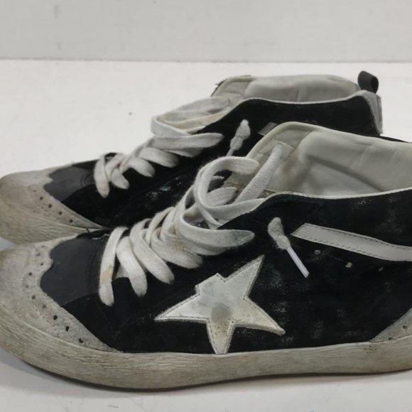 Women’s Golden Goose Mid-Star Black/White High Top Sneakers Size 37